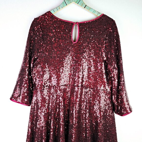 Torrid Red Full Sequin Cocktail Holiday Party Midi Skater Dress, Sz 0 - Picture 4 of 10